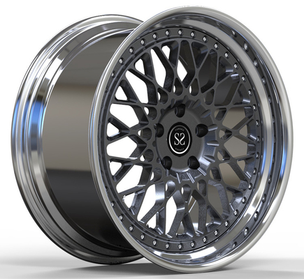 Center Grey Barrel Polished 20 Inch Staggered Rims 2 Piece Forged Alloy