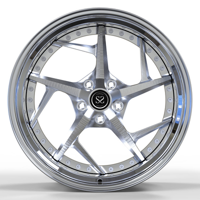 Face Brushed Coating Spoke Chrome Wheels 2 Piece 18x7 19x12 Staggered Alloy Mustang Rims