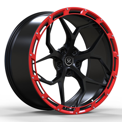 Satin Black Forged Monoblock Rims With Red Circle 5x112 22 Inches
