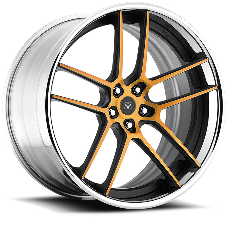 Staggered 2PC Forged Alloy Rims Gold 22x9 | 22x10.5 For Tesla Model S