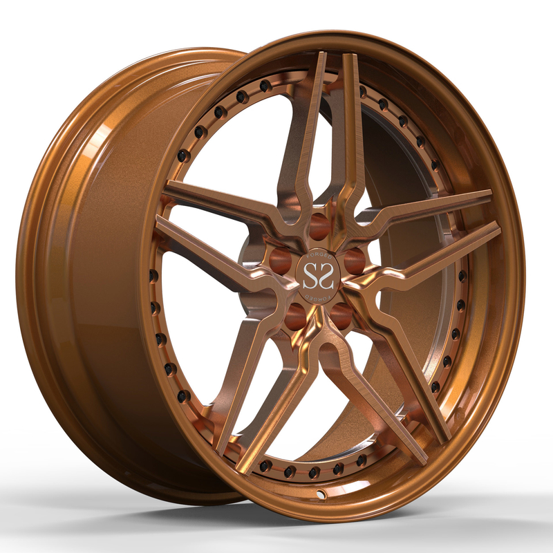 Brushed Bronze Gold 2 Piece Forged Rims Wheels 5x120 5x112 5x130 5x108