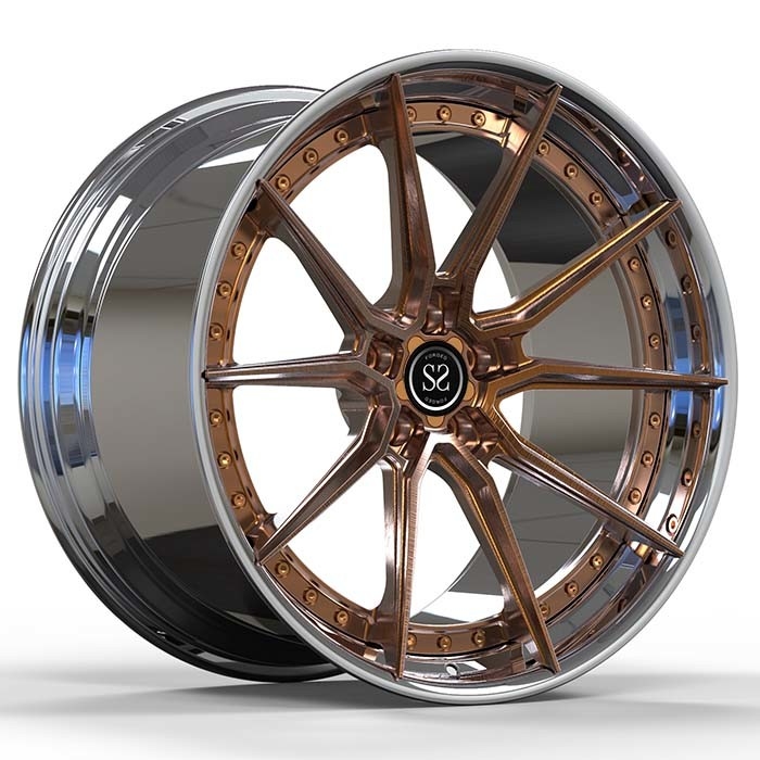 18x9.5 And 18x10.5 Custom 2-PC Forged Aluminu Alloy Rims Polished Lip+Bronze Disc For BMW M4