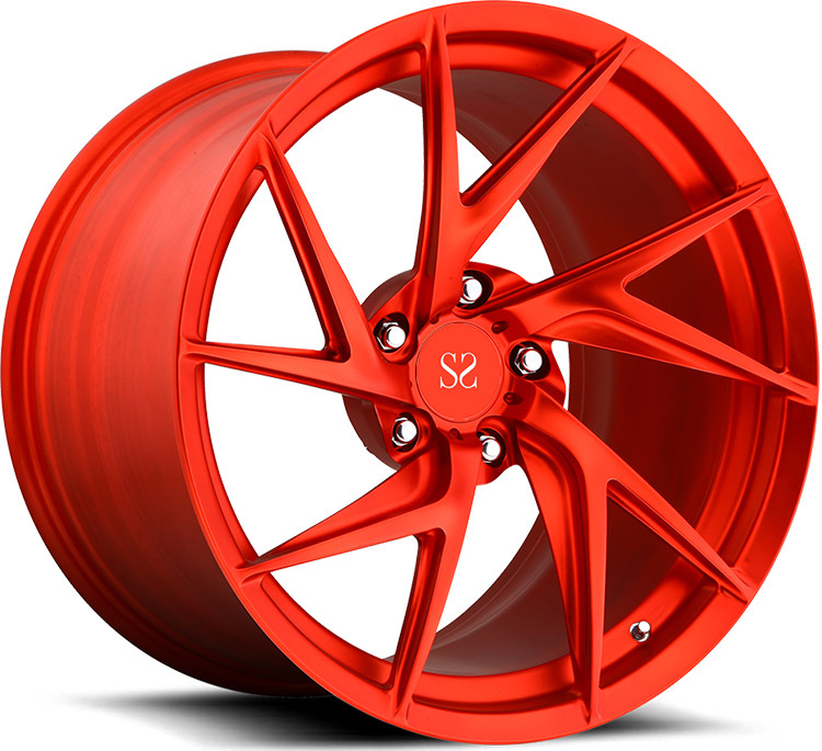 Porsche Forged Wheels Matt Red Customized 20 Staggered Car Alloy Rims For Porsche	 911 Turbo