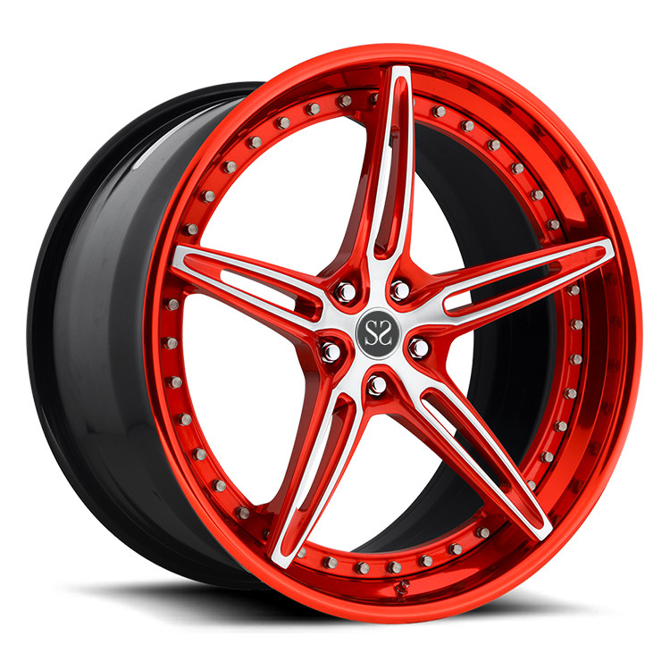 Customized Red 2 PC Forged Alloy Rims For Ferrari / Rim 22&quot; Alloy Car Rims For Land Rover