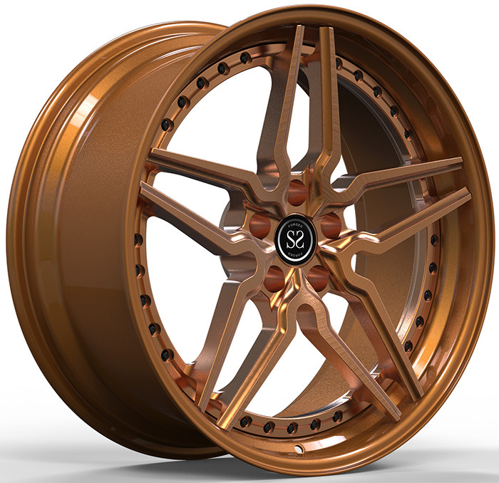 2 PC Sputtering Bronze Staggered 20 and 21 inches Alloy Wheels Machined Face For Luxury Cars