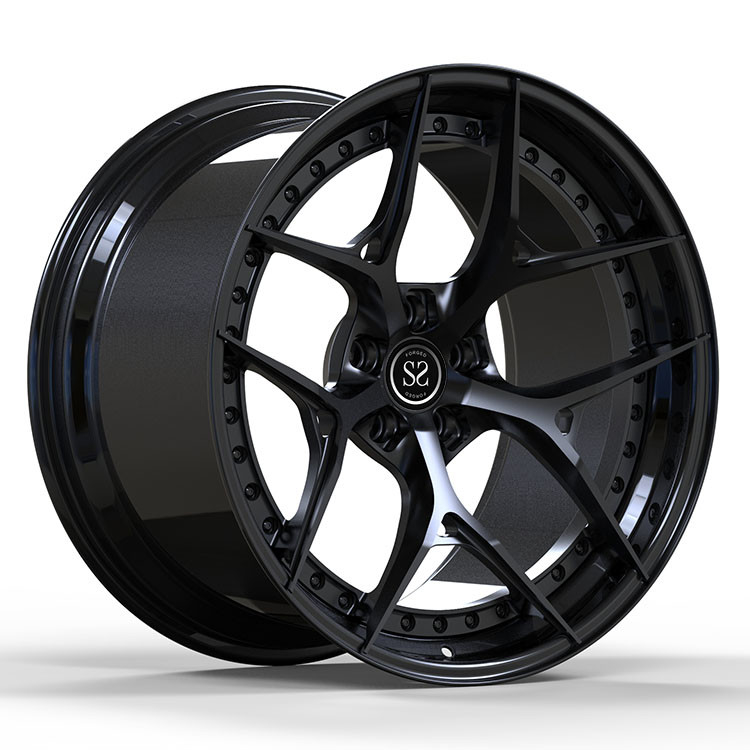 Fit to Mclaren 720S 5x112 2-PC Forged Aluminum Alloy Rims Staggered 20 and 21 inches 5x112 Gloss Black