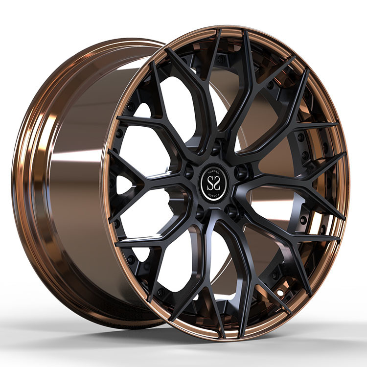 Fit to BMW series3 F30 5x120 2-PC Forged Aluminum Alloy Rims Staggered 19 and 20 inches Bronze Barrel+Gloss Black Disc