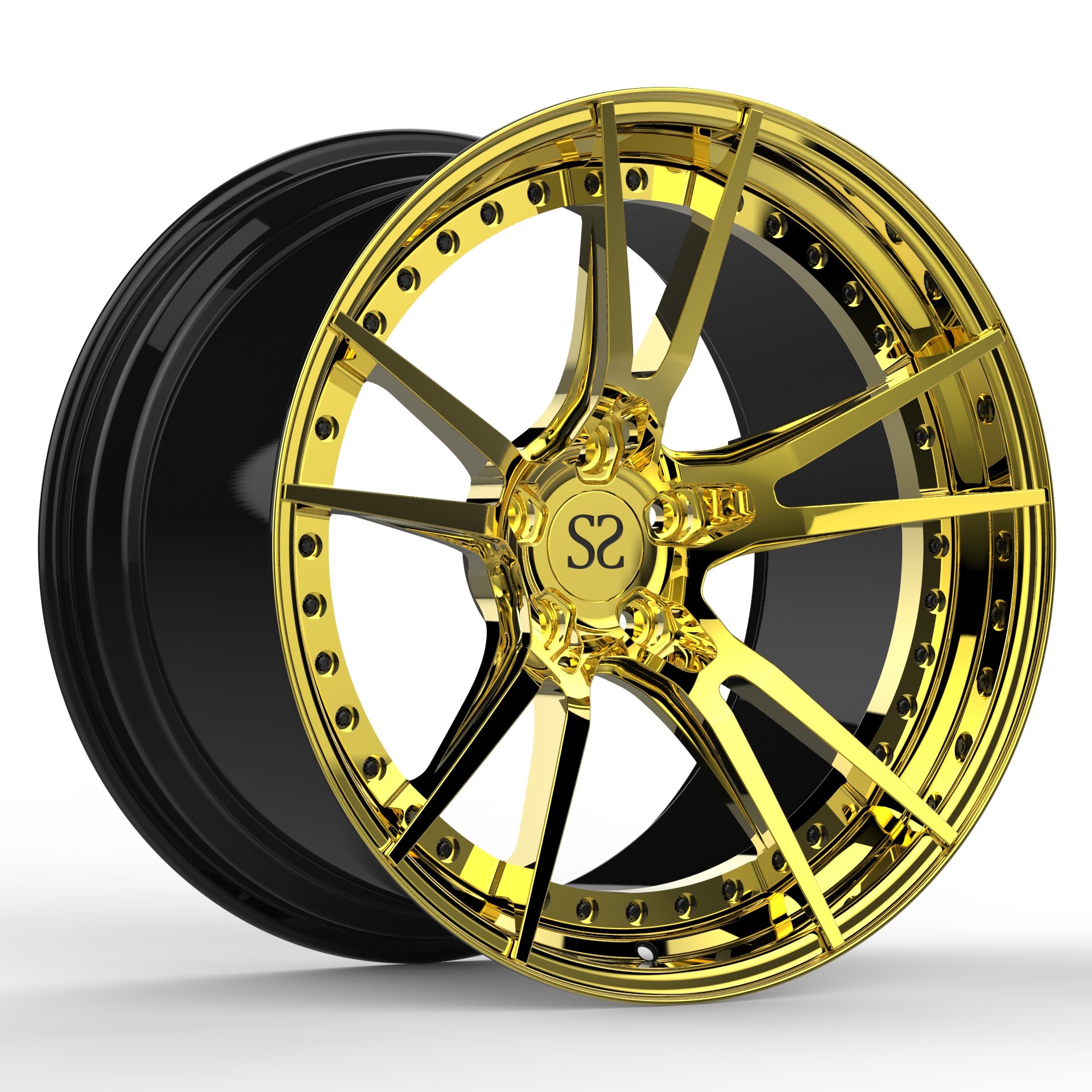 Golden Bmw Rims Bmw M6 20inches Golden A6061 Aluminum 2 Piece Forged Wheels