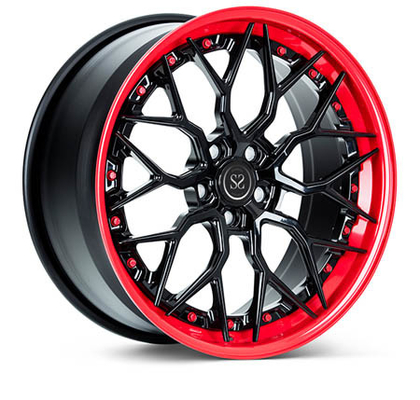 Red Lip Gloss Spoke 3 Piece Forged Wheels Alloy Rims 5X114.3 5X108 For Ferrari 488