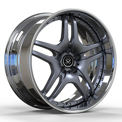 Meceredes Benze S600 Aluminum Alloy Rims 22 2-PC 6061-T6 Grey Face Polished Barrels