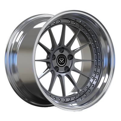 Polished Lip Forged Rims 2 Piece PC Deep Dish For Audi S3 Gun Metal Spokes Wheels