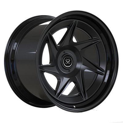 19inch 2 PC Forged Rotational Wheels Matte Black Disc Gloss Black Lip For Luxury Porsche