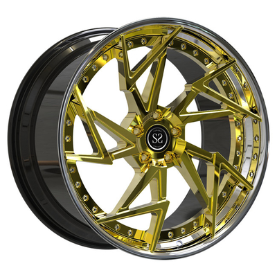 19x8.5 19x11 2 Piece Rims Wheels Staggered Forged Polished Gold Audi R8