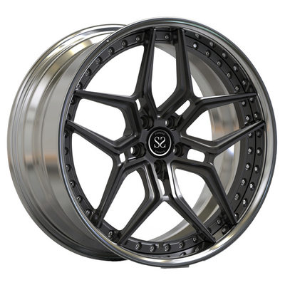 20inch Matte Black Disc Forged 2 Piece Luxury Rims Polished Lip Audi RS6 Wheels