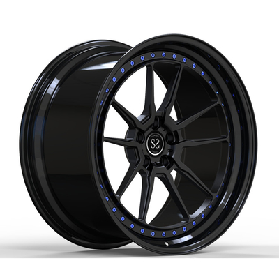 Gloss Black Lips 2 Piece Forged Wheels For Volkswagen T6 20inch Satin Face Rims