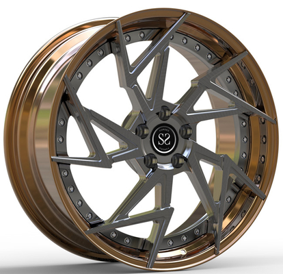 Staggered 2 Piece Forged Rims Wheels Barrel Bronze Center Gun Metal For Alfa Romeo