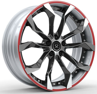 1995 Camaro Z28  Custom 2-PC Forged Rims 18x9 and 18x11,Gloss Black,White Face,Red Ring