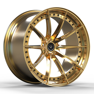 5x112 Rims For Audi RS8 Gloss Black 2-PC Forged Aluminum Alloy Rims Staggered 19 And 20 Inches