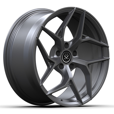 Tesla Model S Plaid Custom 1-PC Forged Rims Staggered 21x10 And 22x11 Satin Gunmetal