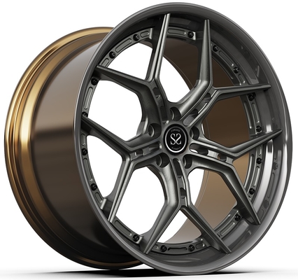 20x9 ET35/20x10 ET40/5x112/66.6 Grey Disc And Satin Bronze Barrel 2-PC Rims Luxury Car Wheels Rims For Universal Cars