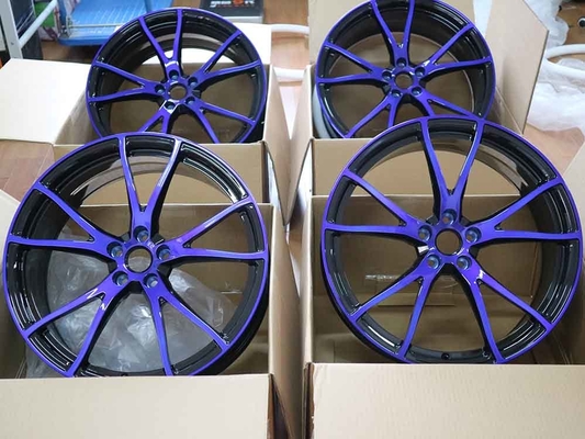22x10.5 Custom Black and Blue 1-PC Forged Rims for Audi RS4