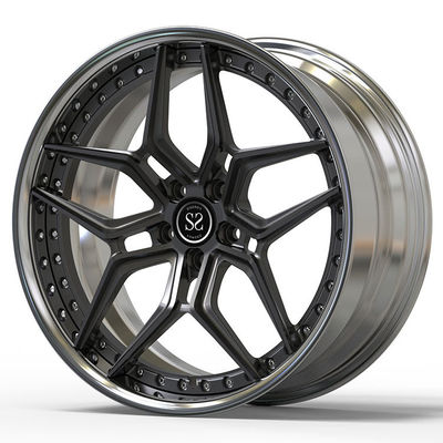 Polished Barrel 2 PC Forged Aluminum Alloy Rims Black Disc Custom Sopke ...