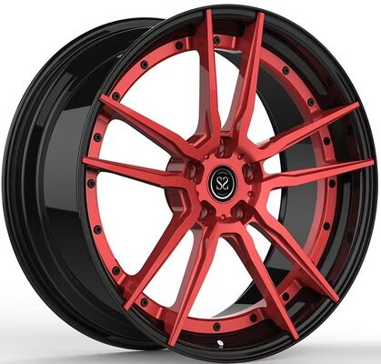 BMW X6 M F96 21x10.5 and 21x11 Custom 2-PC Rims Red Face and Gloss Black Barrels