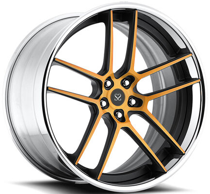 22x10.5 and 22x12 Custom 3-PC Rims Chrome Lip and Black Disc for 2011 Rolls Royce ghost