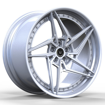 Aluminum Alloy 2-Piece Forged Wheels Rims Hyper Silver Center Multi Spoke GTB Car Wheels