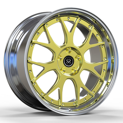 Fit To Benz C63 5x112 Custom Polish 2-PC Forged Aluminum Alloy Rims Staggered 19 And 20 Inches