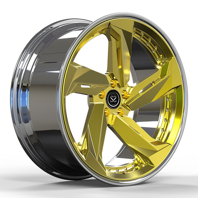 Gold Brush 2-PC Forged Aluminum Rims 5x112 Staggered 20 21 inches For Mercedes Benz E63