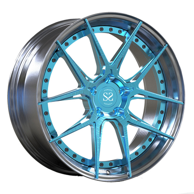 For VW T5 2 PC Forged Center Brushed Blue Wheels 21inch Polished Alloy Car Rims