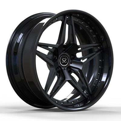 Black Alloy Chevy Nova 2 PC Forged Wheels Staggered 18inch 19inch 18x8 19x9